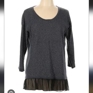 August Silk Women's Charcoal Top with Sheer Black Hem.pit To Pit 22"